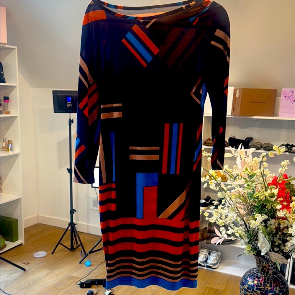 Elegant Multicolor Long Sleeve Dress